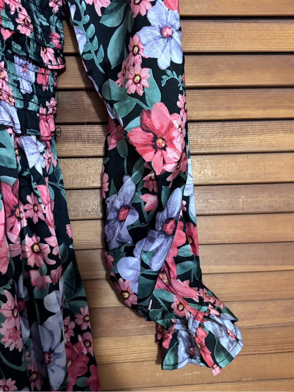 Umgee Black Floral Long-Sleeve Mini Dress - Picture 6 of 8